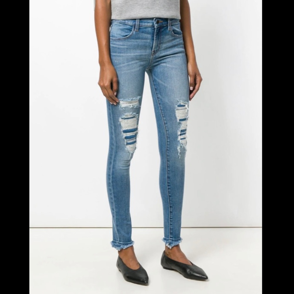 J BRAND Distressed Slim Fit Jeans 28